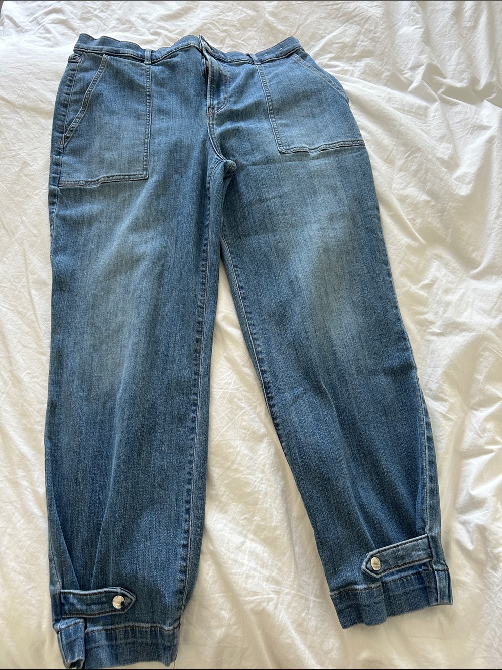 Express Blue Cropped Utility Jeans